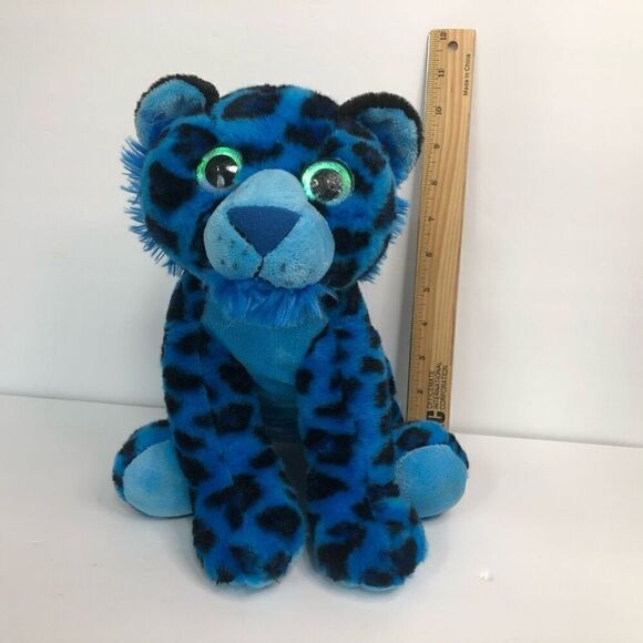 the petting zoo blue leopard big eyes sitting 2014 14 inch plush stuffed animal - Picture 2 of 10